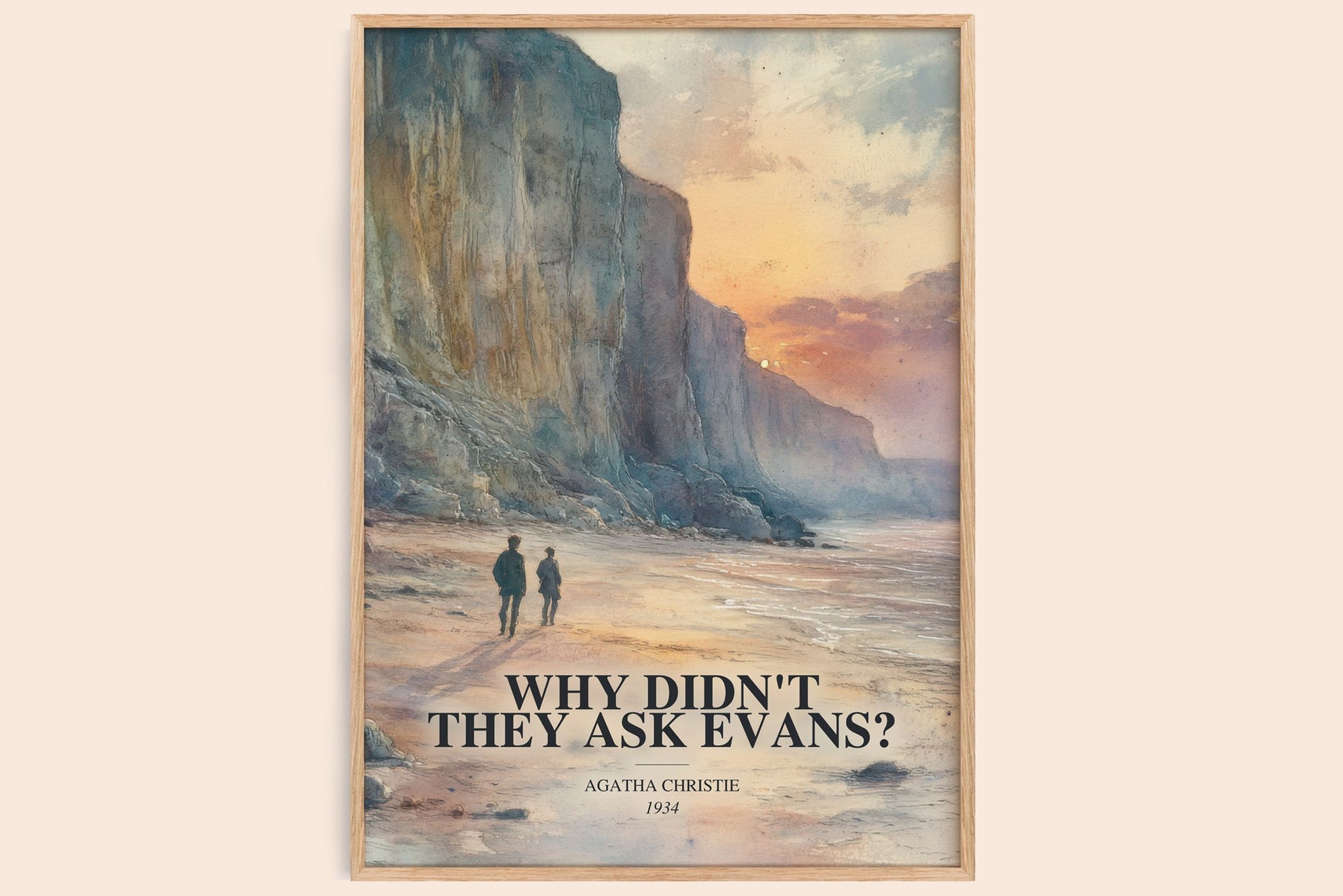 Why Didn'T They Ask Evans? watercolour book poster by Agatha Christie – framed literary art print