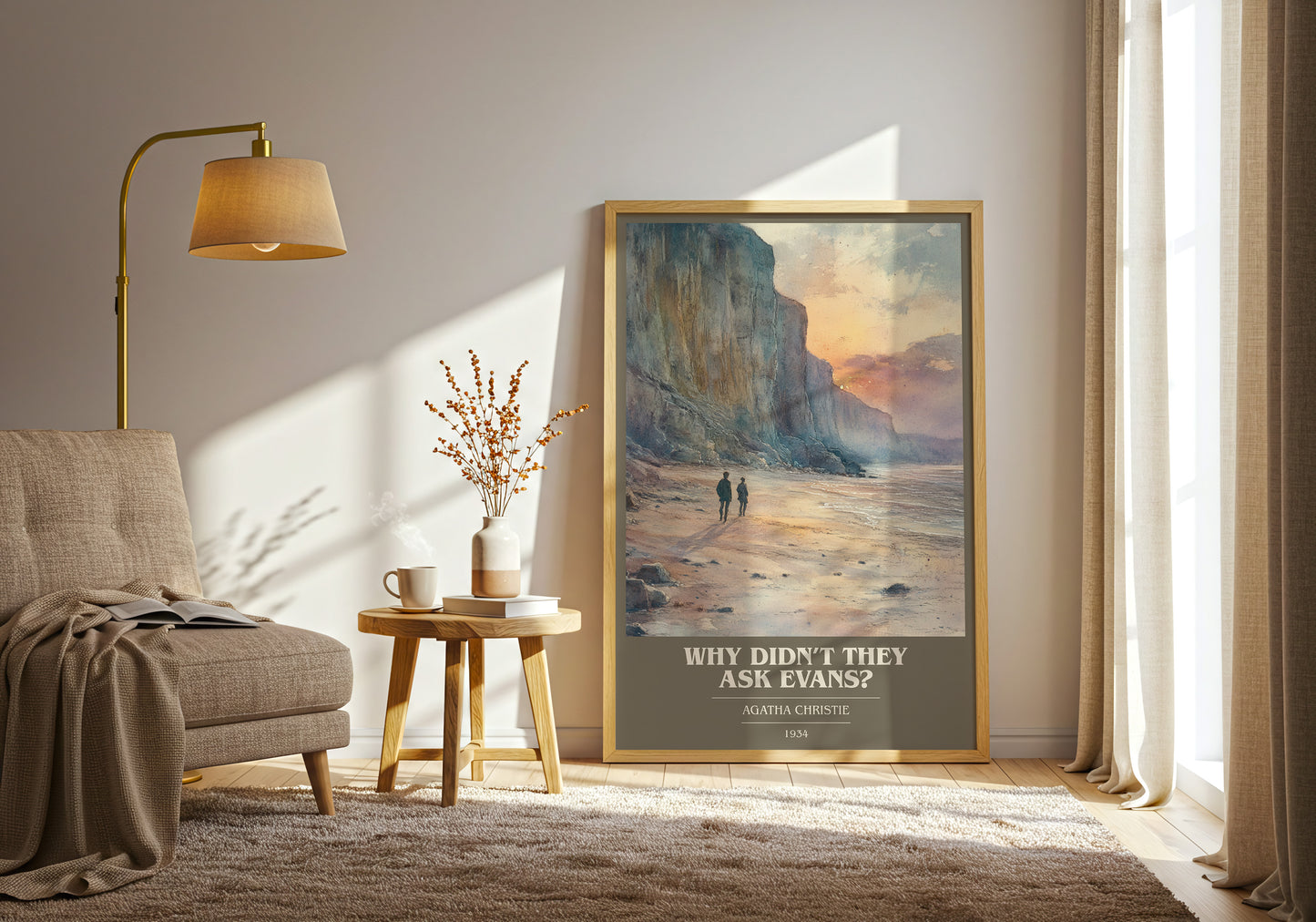 Why Didn't They Ask Evans? book cover print framed by window – literary home decor