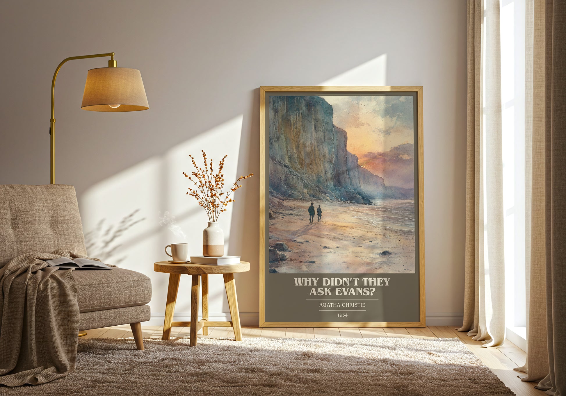 Why Didn't They Ask Evans? book cover print framed by window – literary home decor