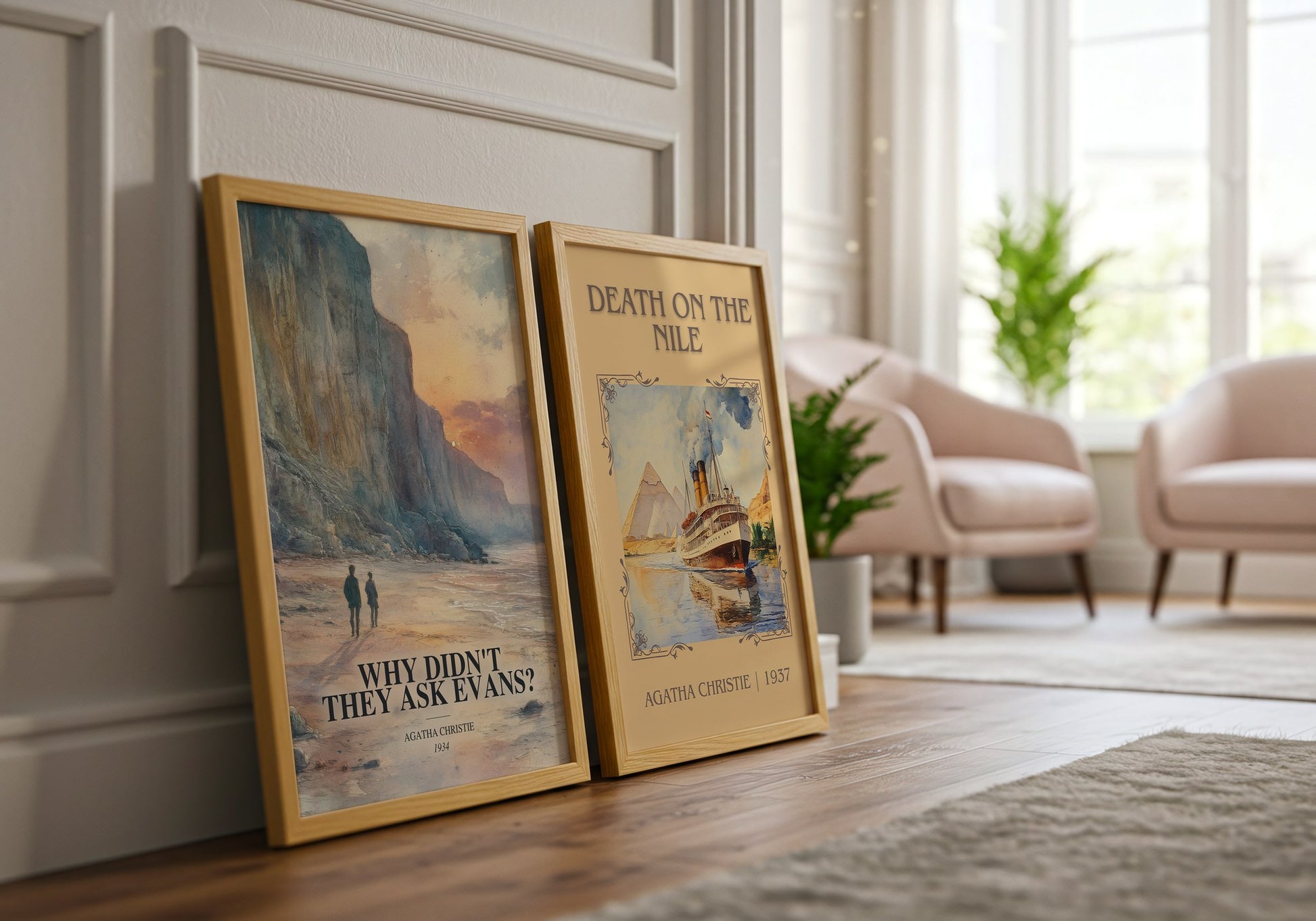 Why Didn'T They Ask Evans? watercolour print framed by window – literary home decor
