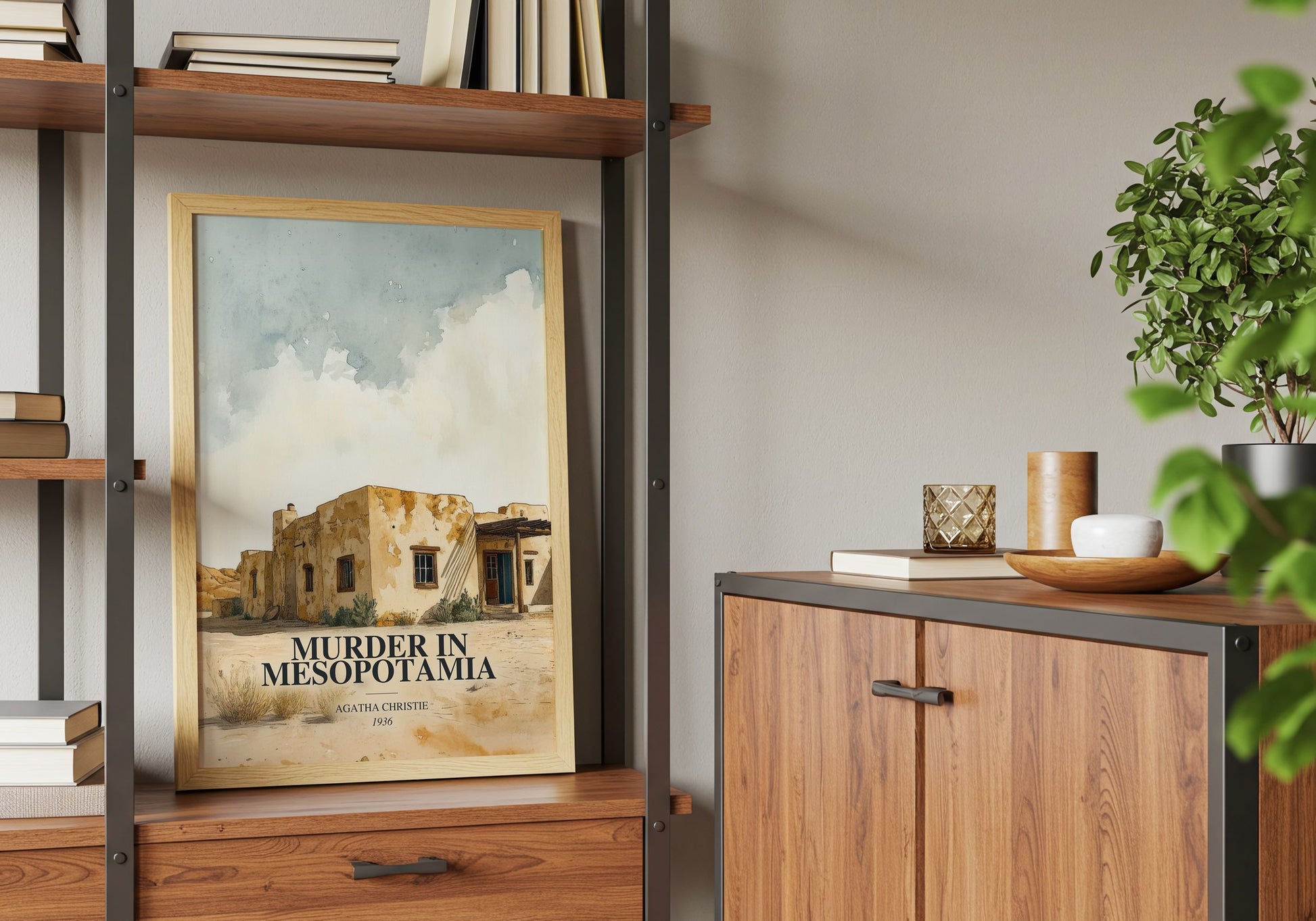 Murder In Mesopotamia book watercolour illustration paper finish options – matte satin gloss