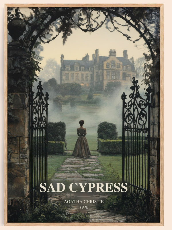 Sad Cypress watercolour book poster by Agatha Christie – framed literary art print