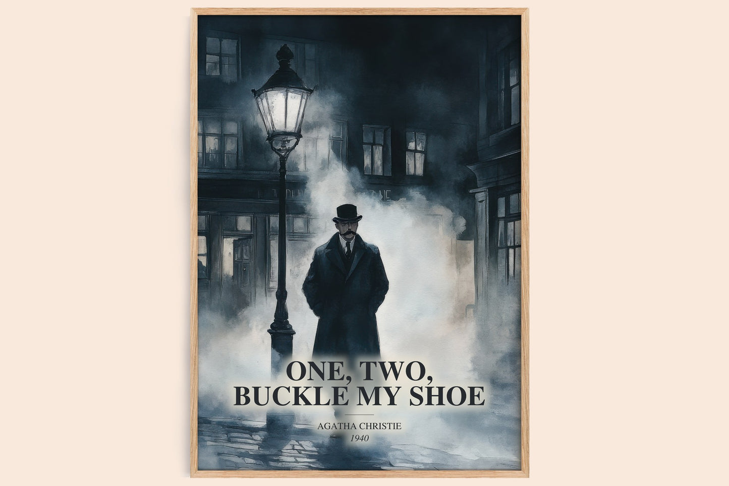 One, Two, Buckle My Shoe watercolour book poster by Agatha Christie – framed literary art print