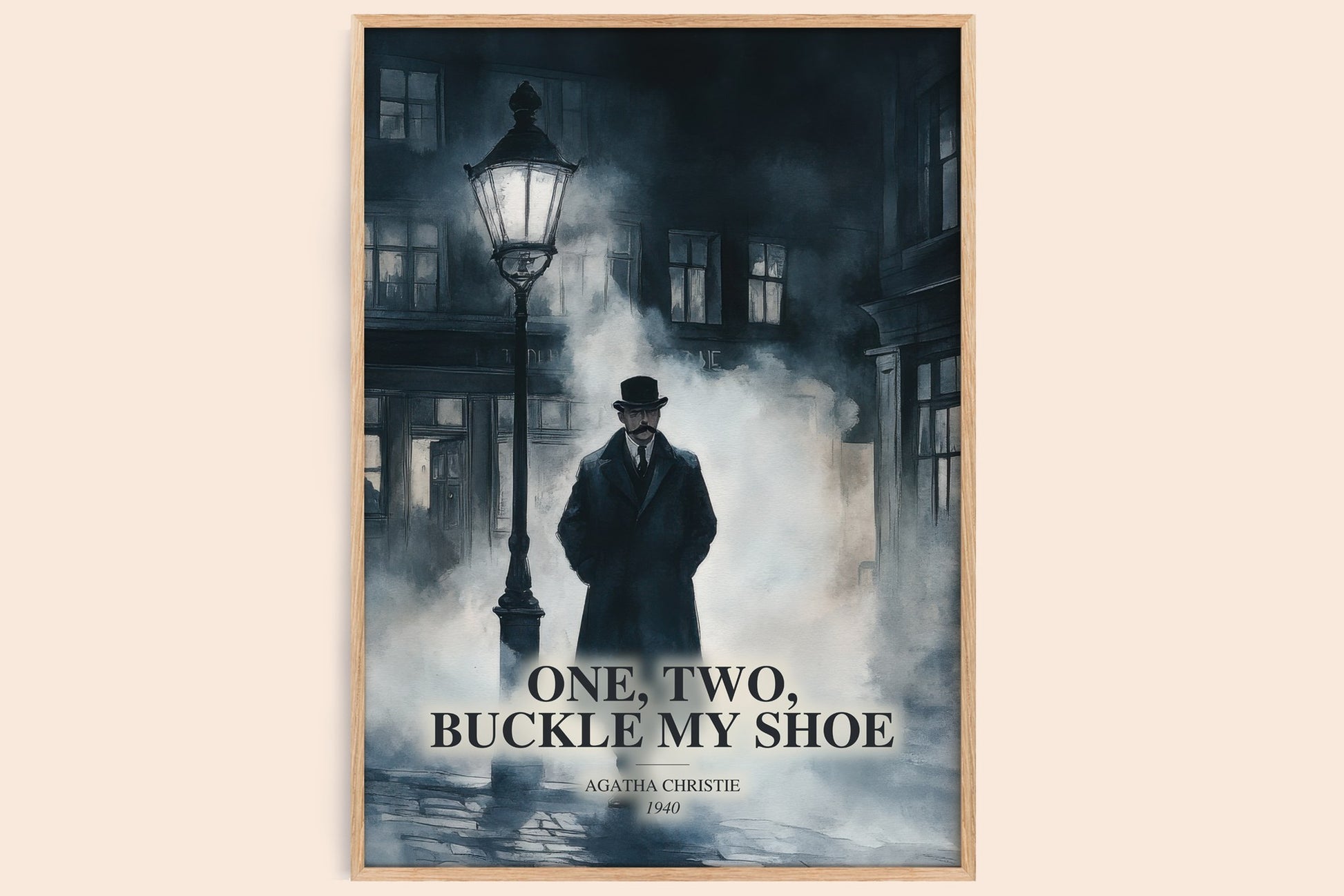 One, Two, Buckle My Shoe watercolour book poster by Agatha Christie – framed literary art print