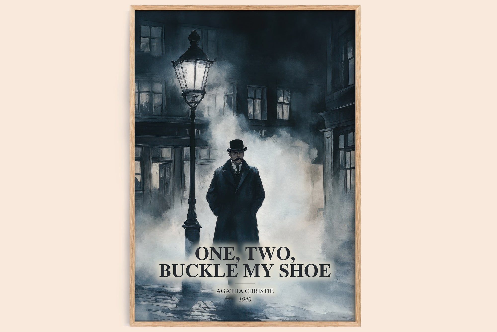 One, Two, Buckle My Shoe watercolour book poster by Agatha Christie – framed literary art print