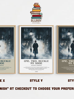 One, Two, Buckle My Shoe Bookish Wall Art by Agatha Christie – Style X, Y and Z side by side – choose your finish