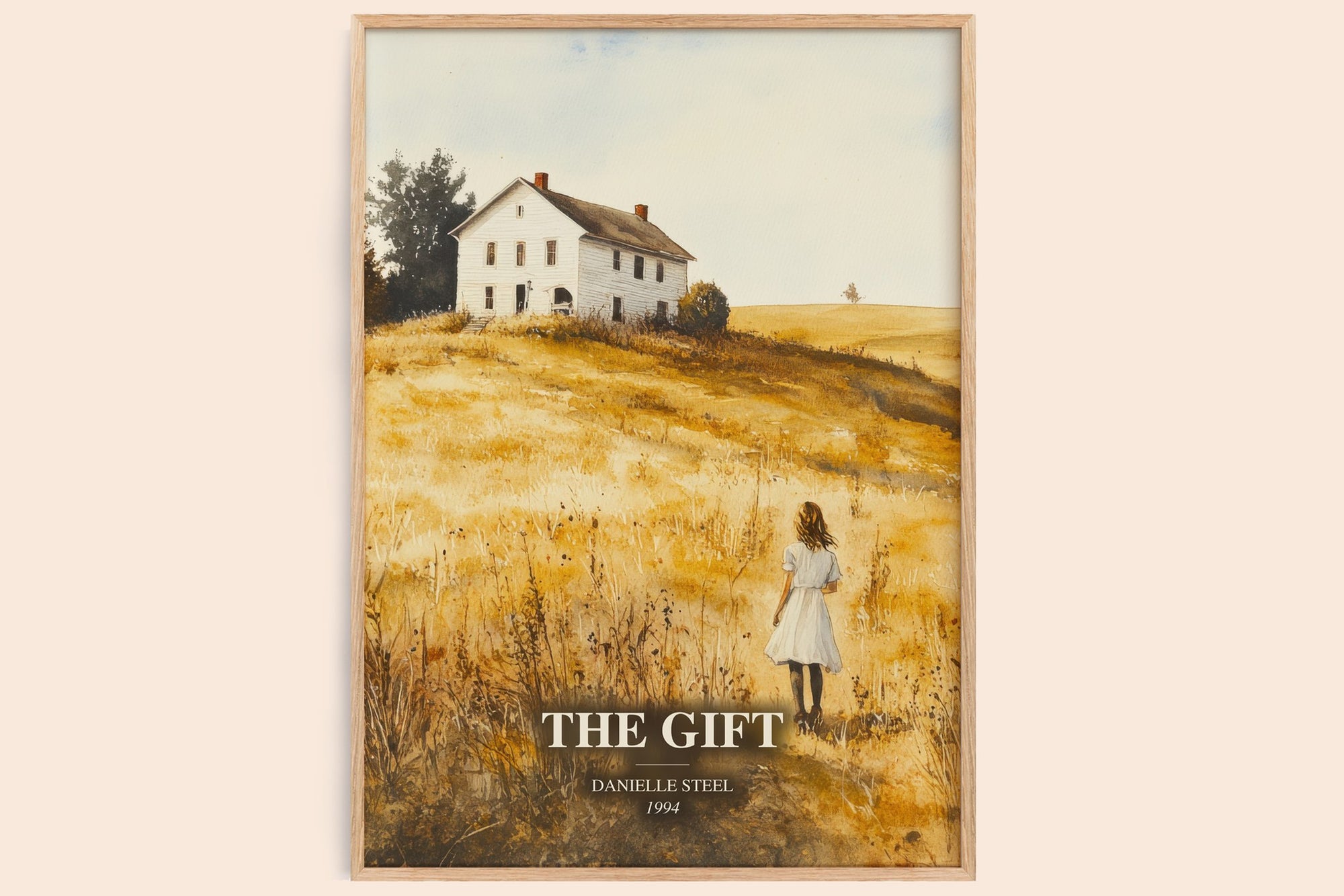 The Gift watercolour book poster by Danielle Steel – framed literary art print