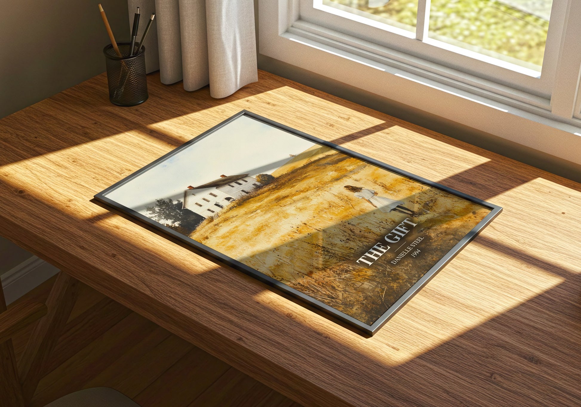 The Gift watercolour book poster framed on wall – romance wall art