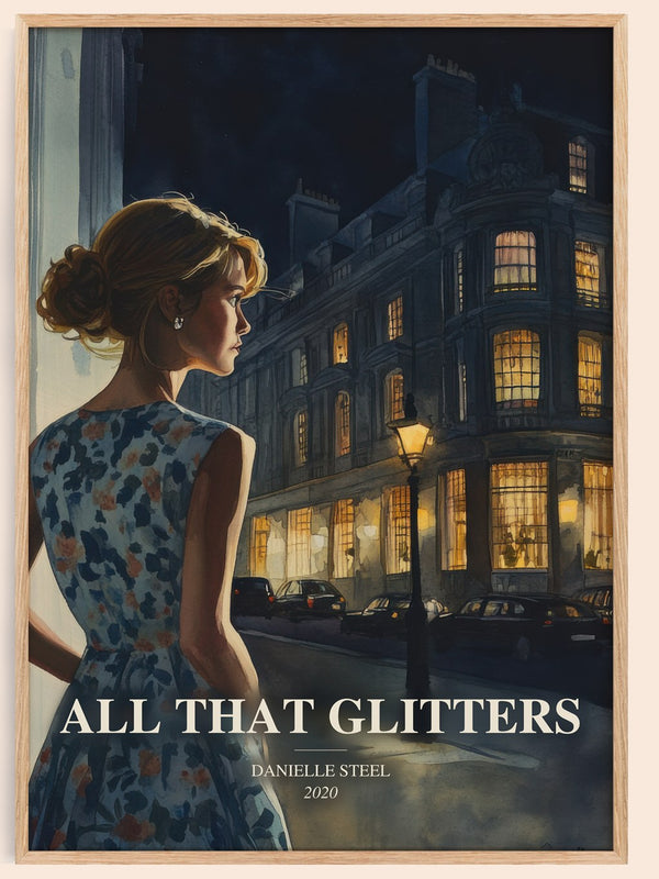 All That Glitters watercolour book poster by Danielle Steel – framed literary art print