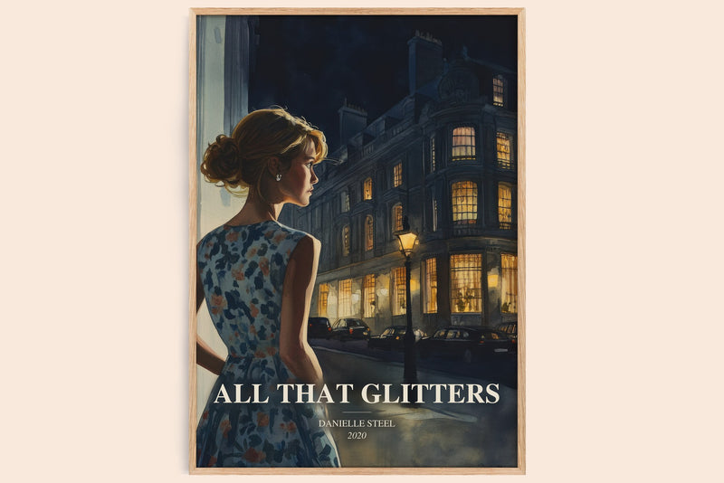 All That Glitters watercolour book poster by Danielle Steel – framed literary art print