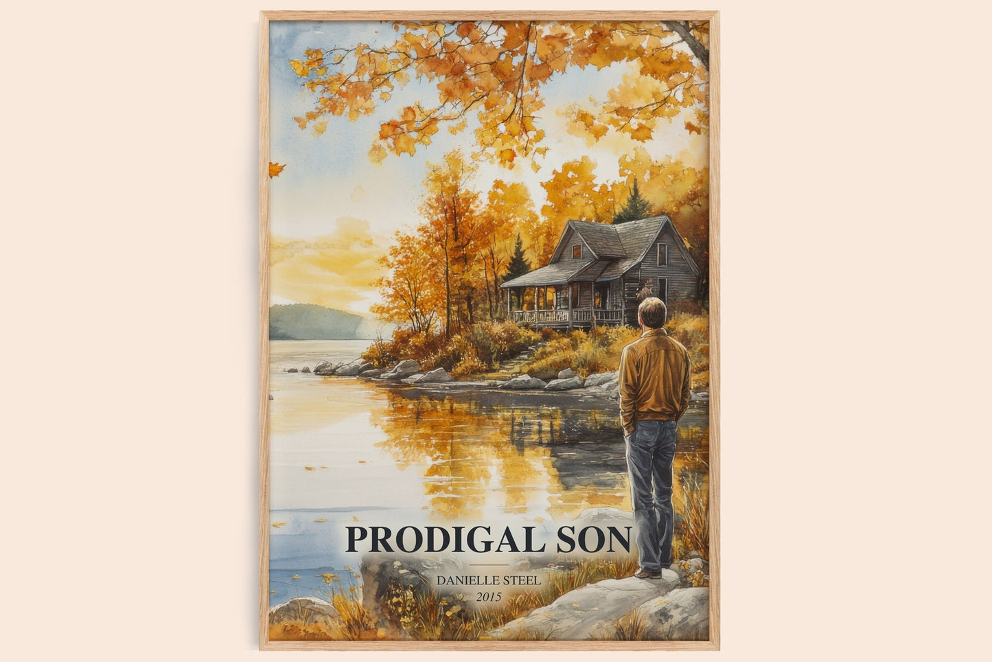 Prodigal Son watercolour book poster by Danielle Steel – framed literary art print