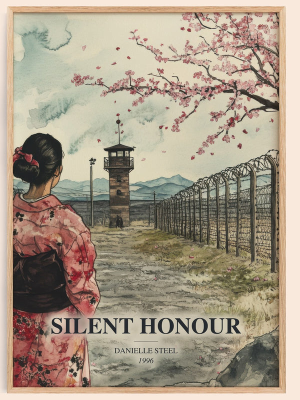 Silent Honour watercolour book poster by Danielle Steel – framed literary art print