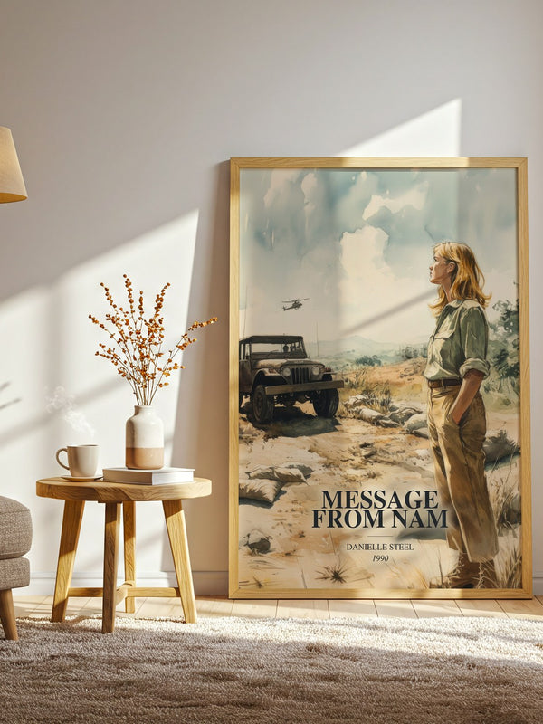 Message From Nam watercolour print in frame leaning in hallway – romance wall art