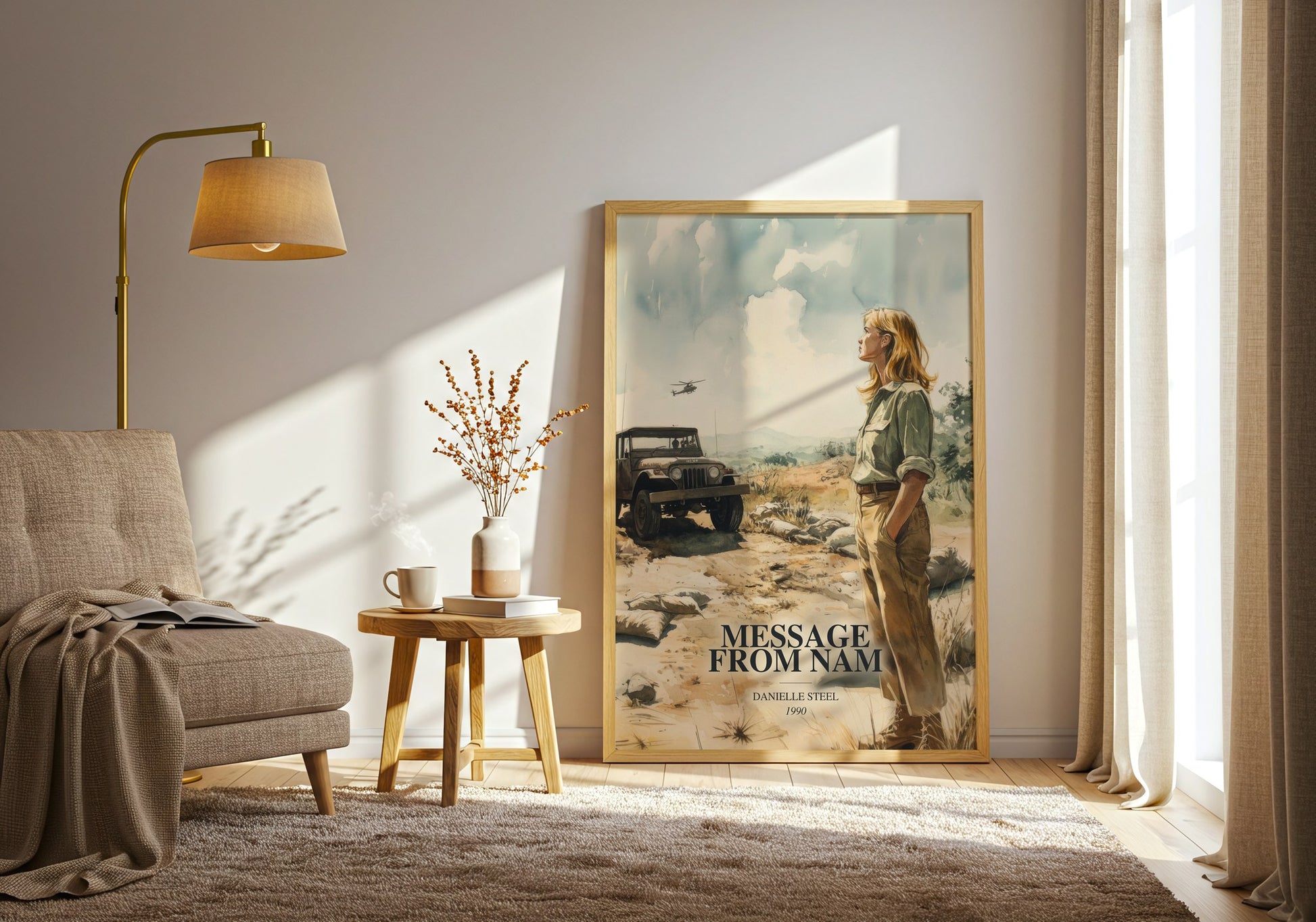 Message From Nam watercolour print in frame leaning in hallway – romance wall art