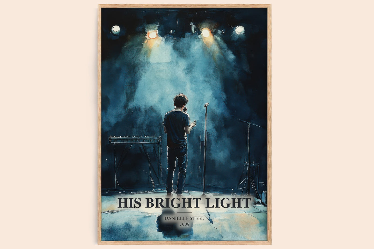 His Bright Light watercolour book poster by Danielle Steel – framed literary art print