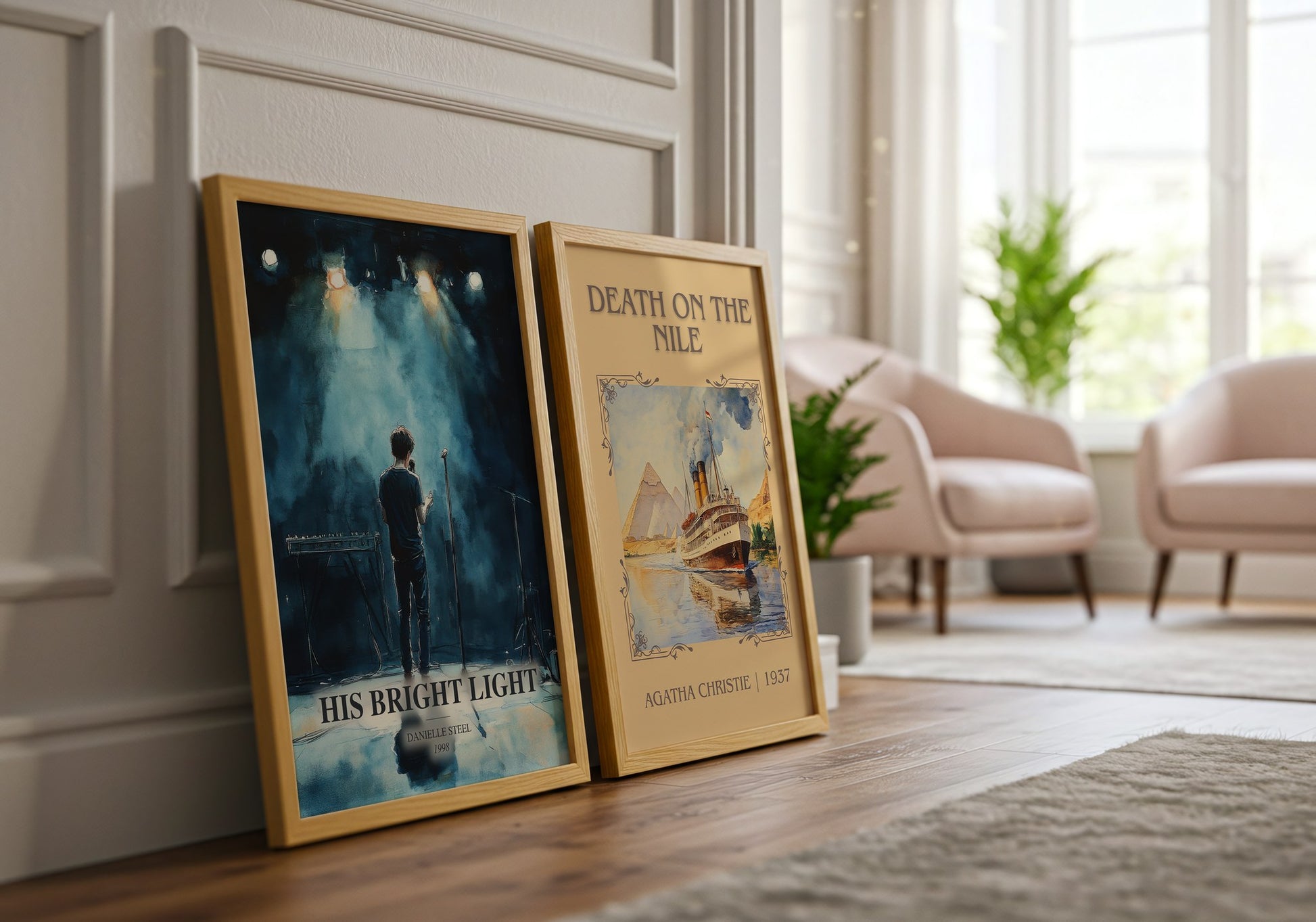 His Bright Light watercolour print framed by window – literary home decor