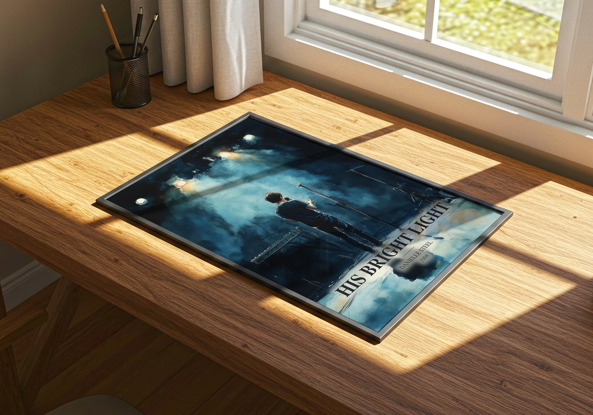 His Bright Light watercolour book poster framed on wall – memoir wall art