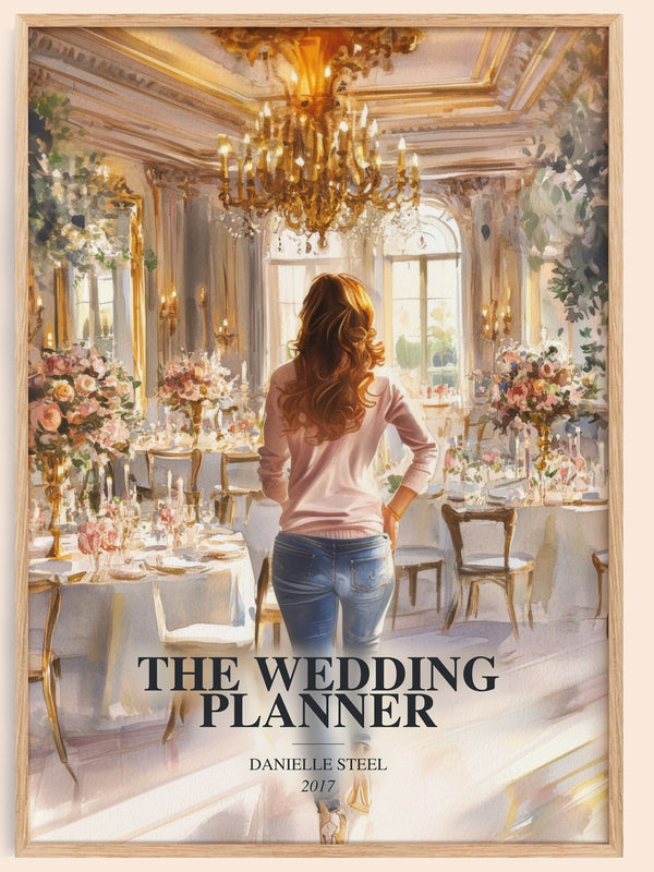 The Wedding Planner watercolour book poster by Danielle Steel – framed literary art print