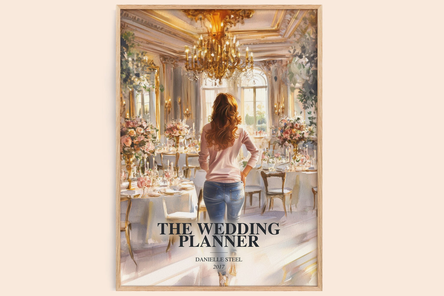 The Wedding Planner watercolour book poster by Danielle Steel – framed literary art print
