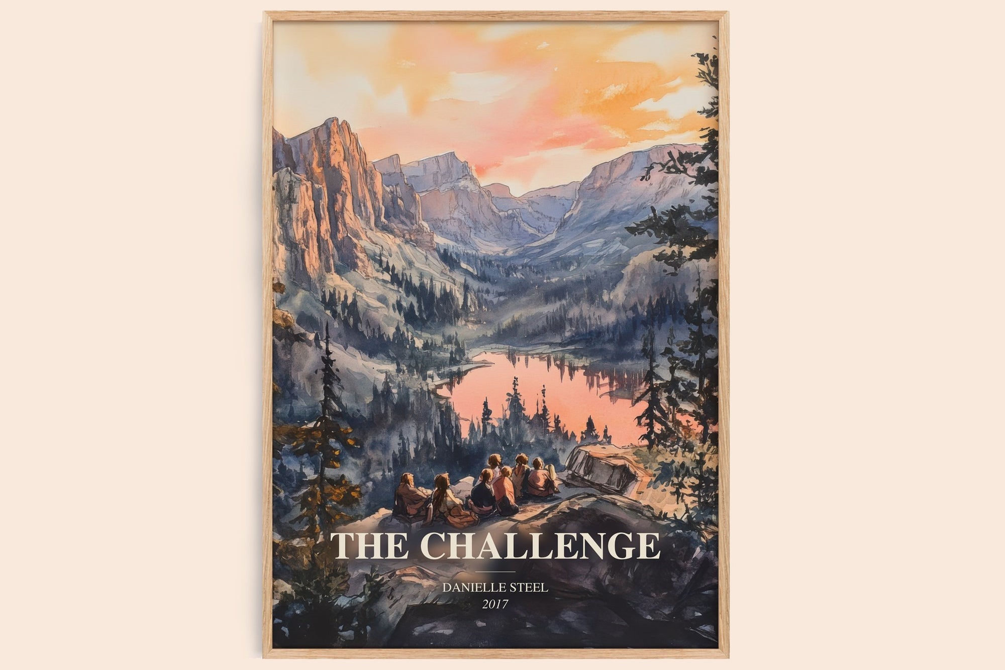 The Challenge watercolour book poster by Danielle Steel – framed literary art print
