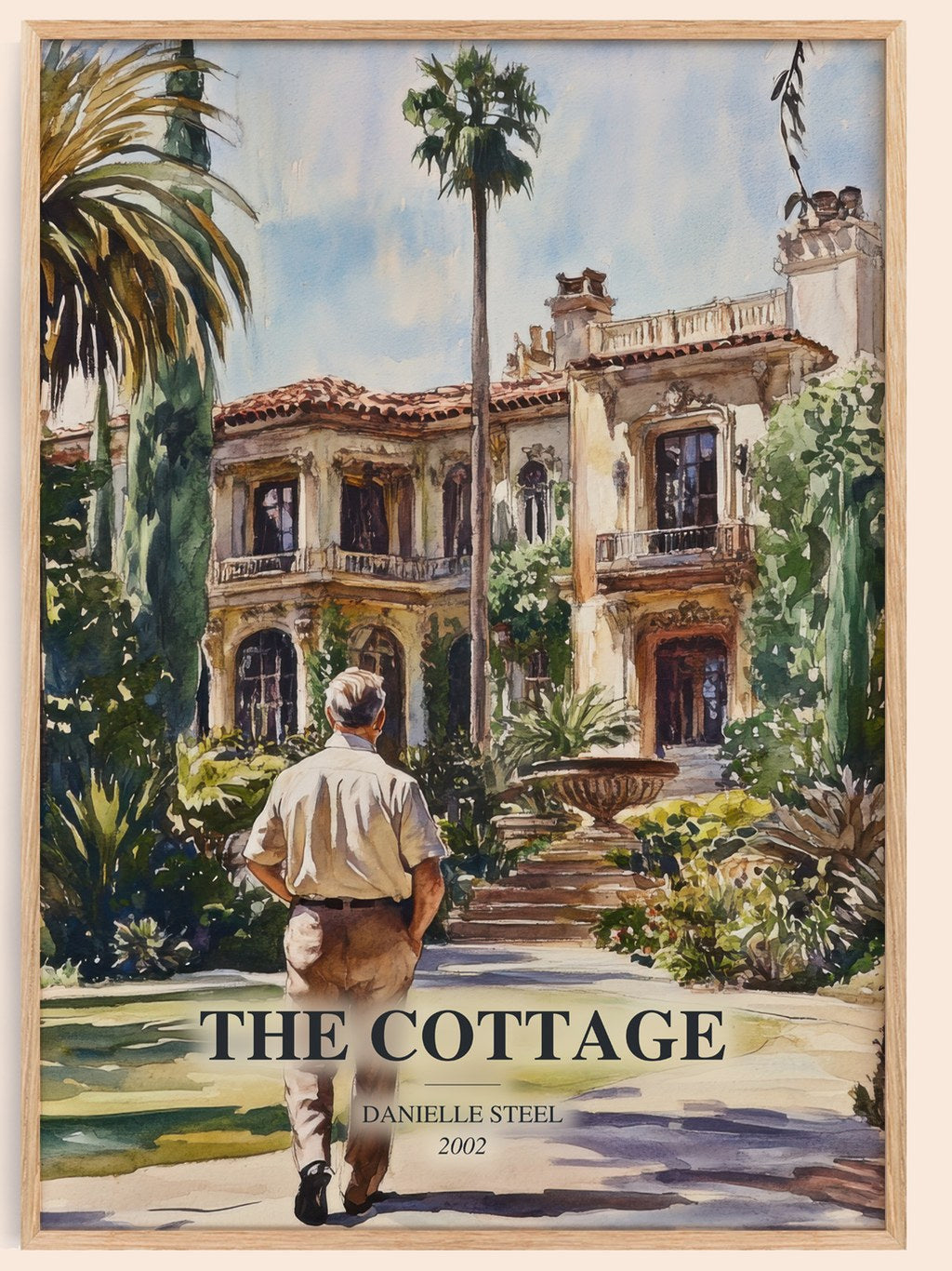 The Cottage watercolour book poster by Danielle Steel – framed literary art print