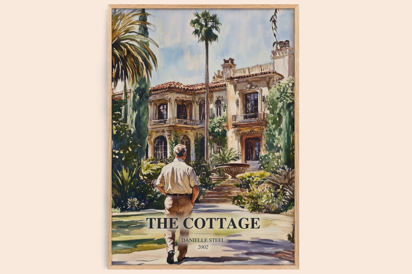 The Cottage watercolour book poster by Danielle Steel – framed literary art print