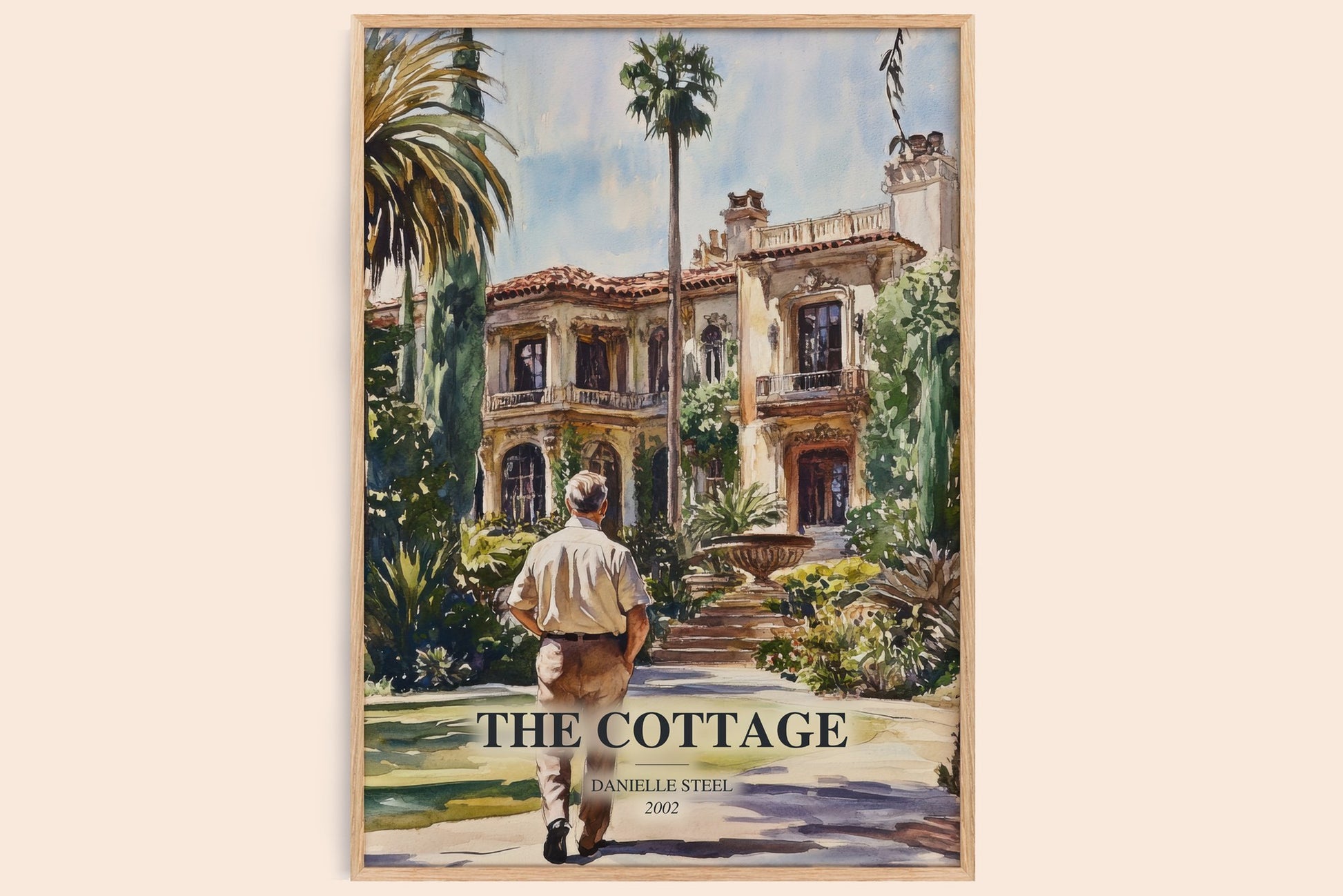 The Cottage watercolour book poster by Danielle Steel – framed literary art print