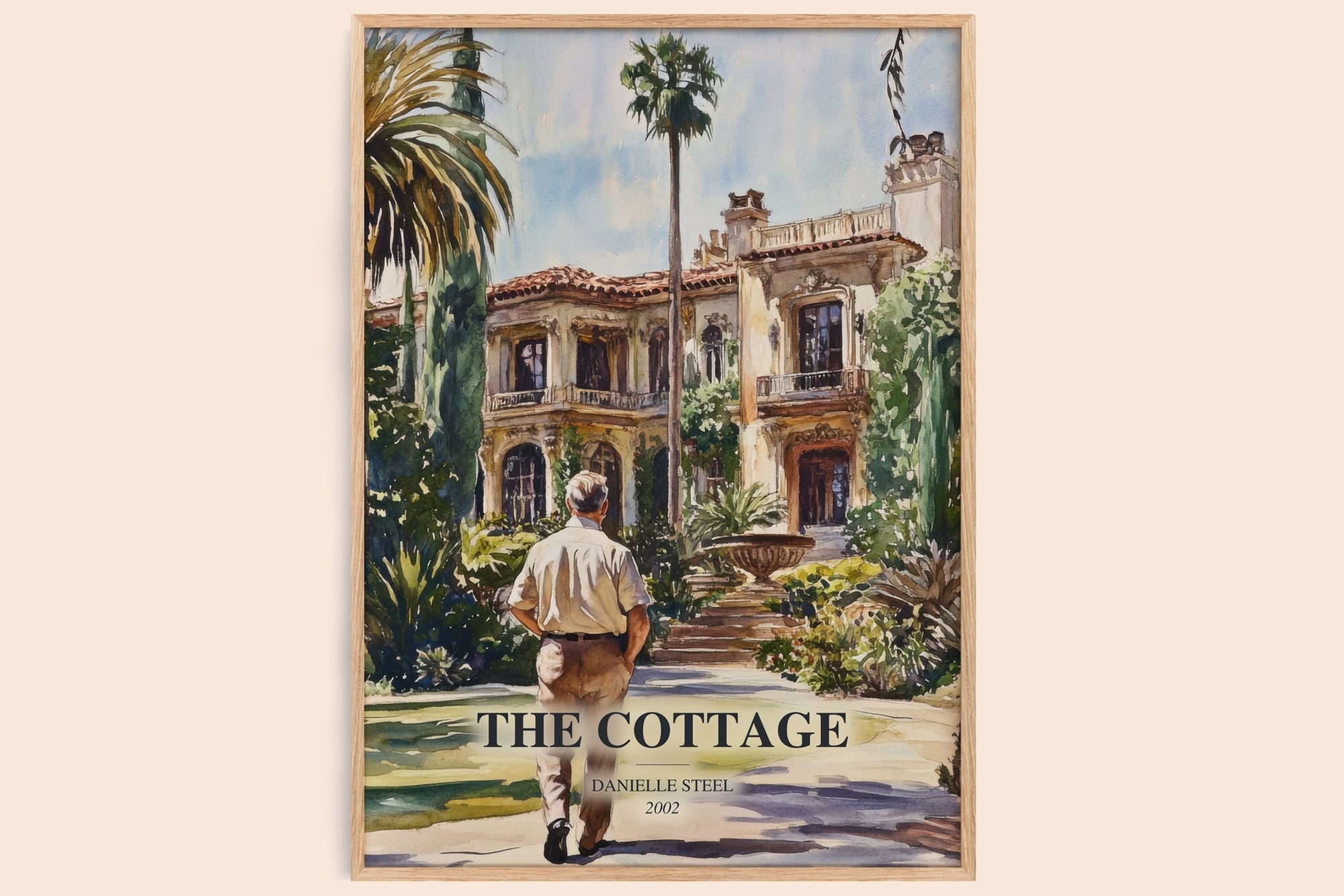The Cottage watercolour book poster by Danielle Steel – framed literary art print