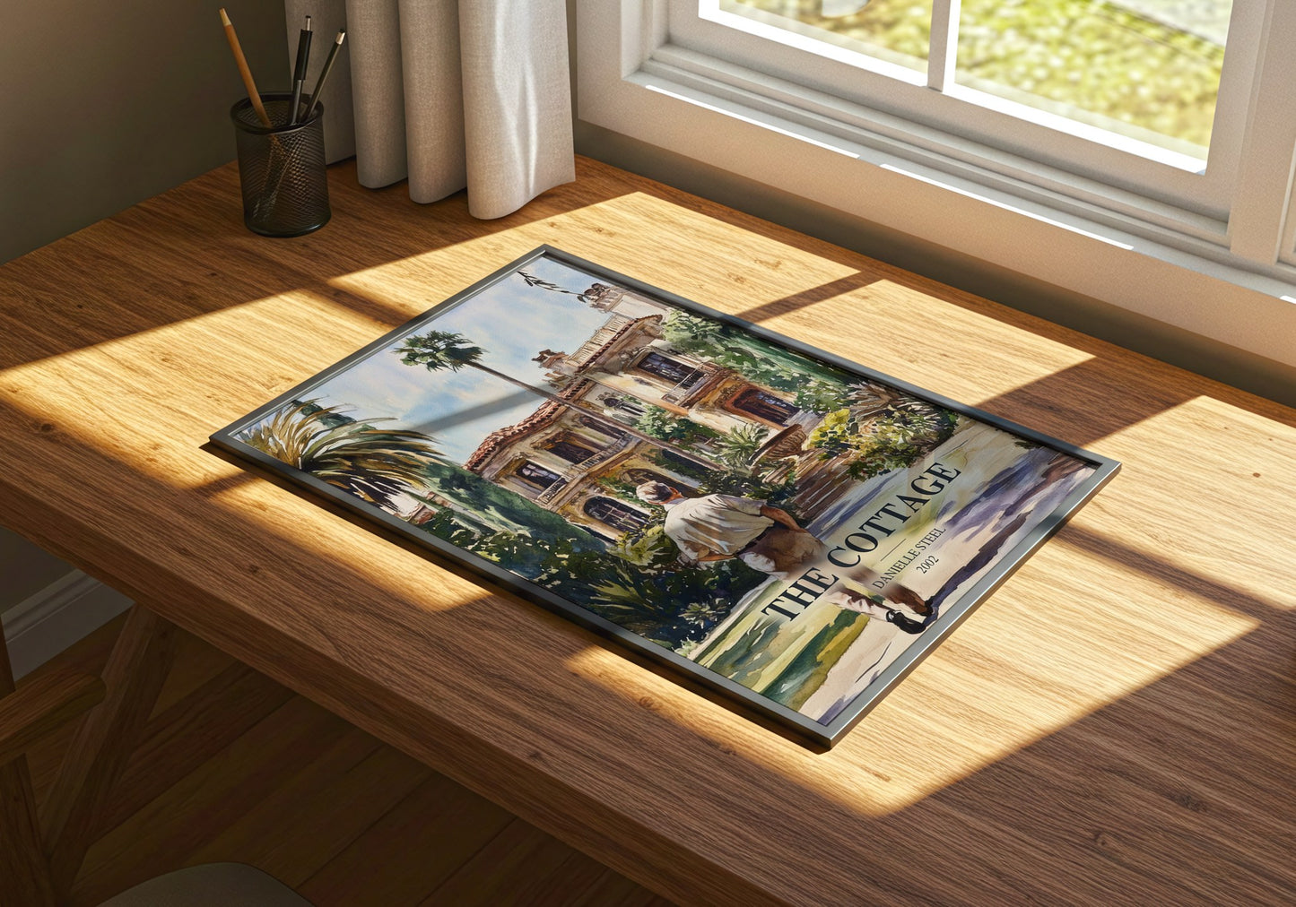 The Cottage watercolour book poster framed on wall – romance wall art