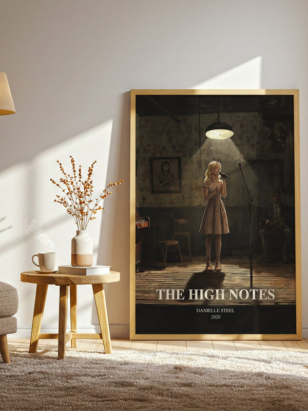 The High Notes watercolour print in frame leaning in hallway – contemporary fiction wall art