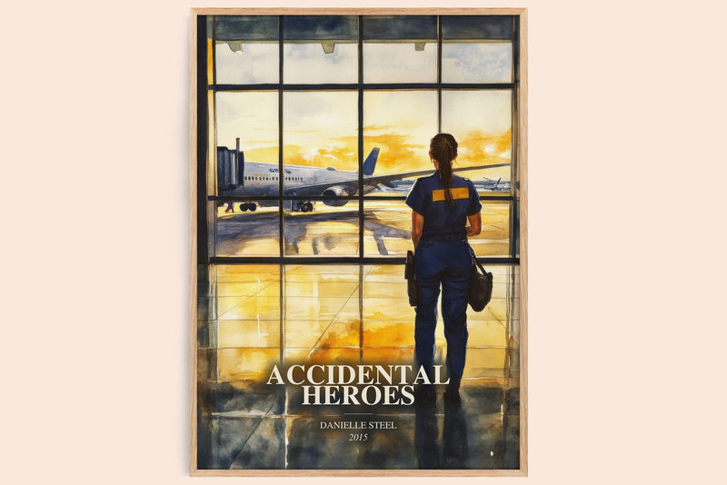Accidental Heroes watercolour book poster by Danielle Steel – framed literary art print