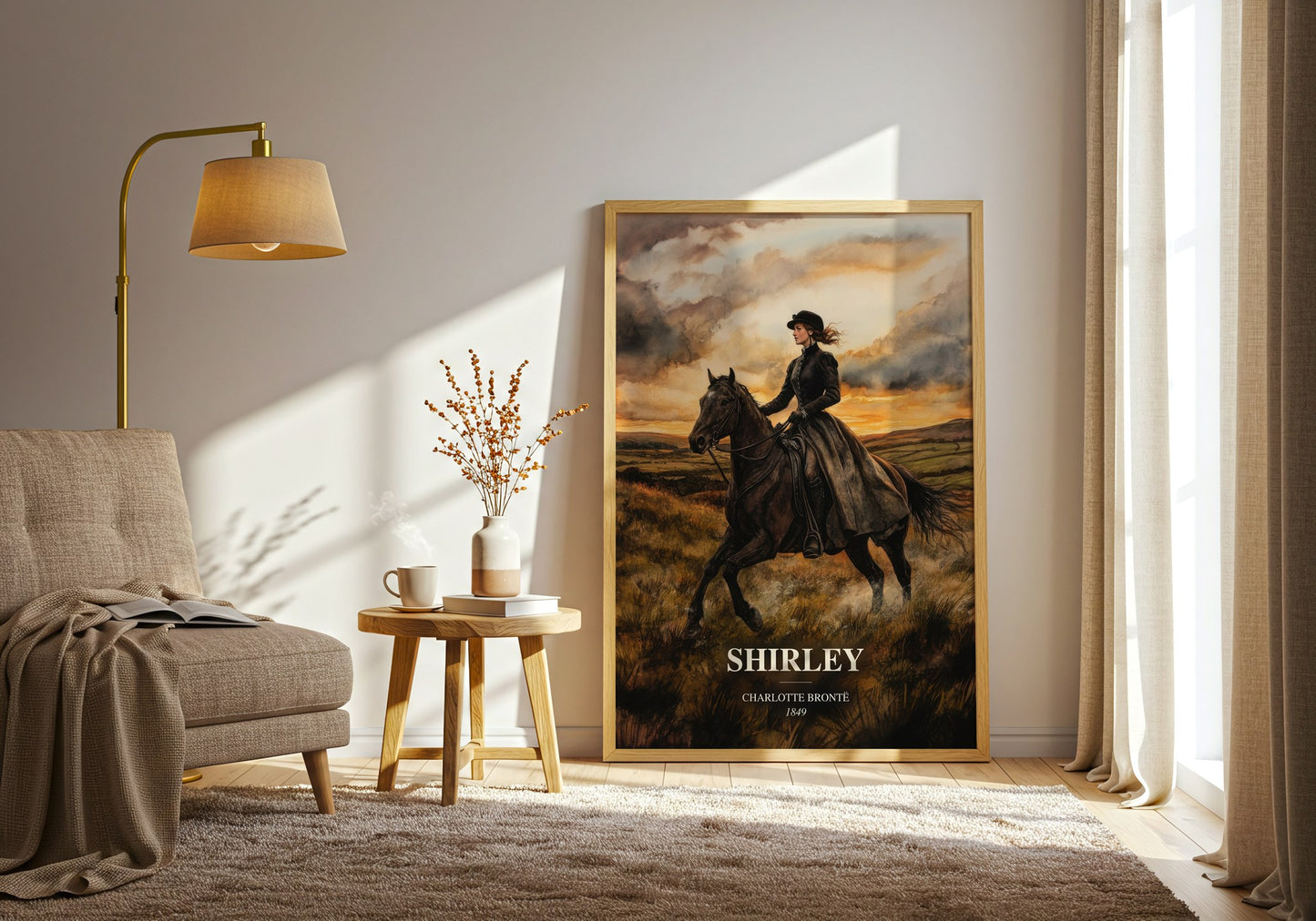 Shirley watercolour print in frame leaning in hallway – classic literature wall art
