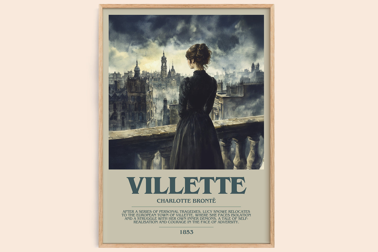 Villette bookish book poster by Charlotte Brontë – framed literary art print