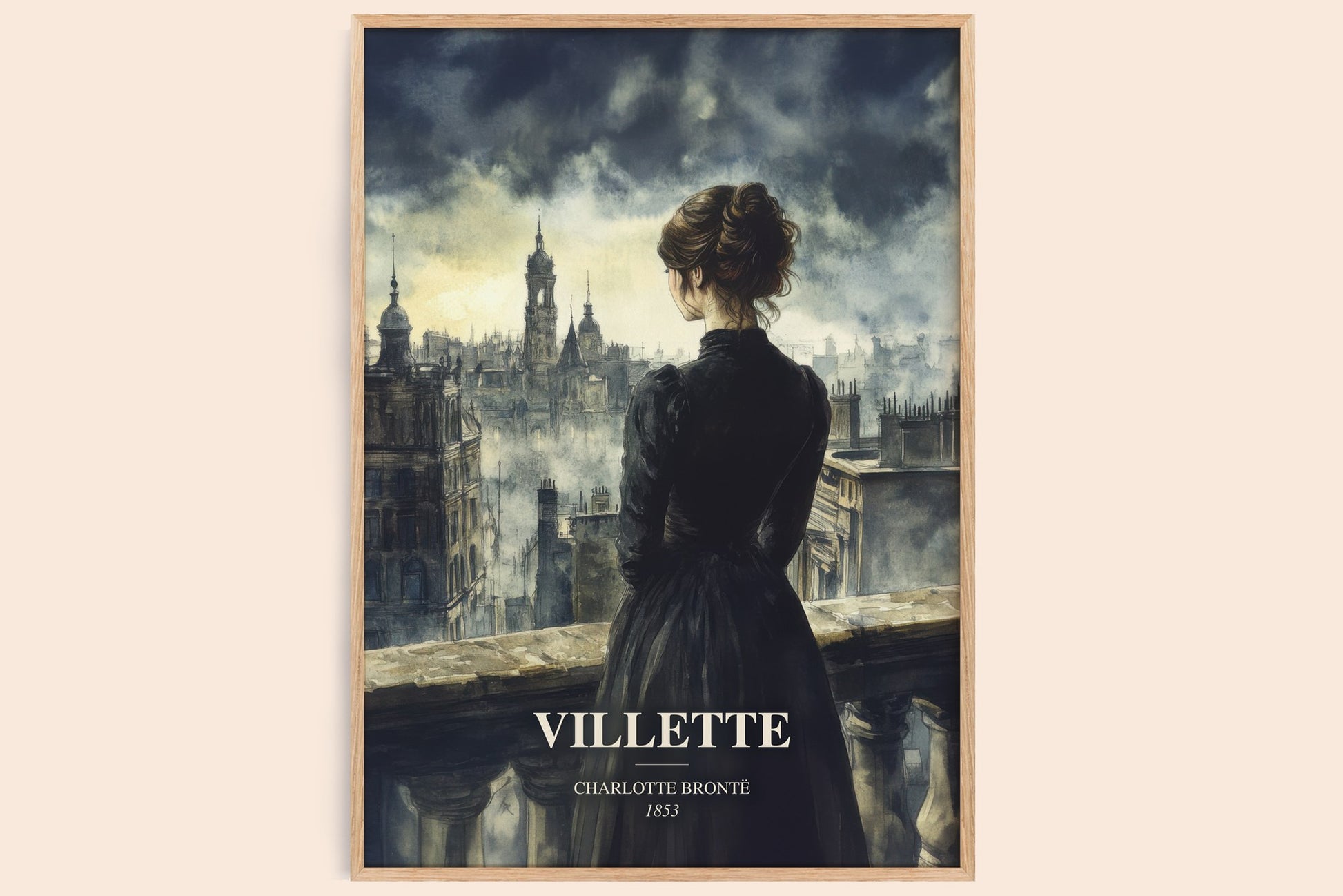 Villette watercolour book poster by Charlotte Brontë – framed literary art print