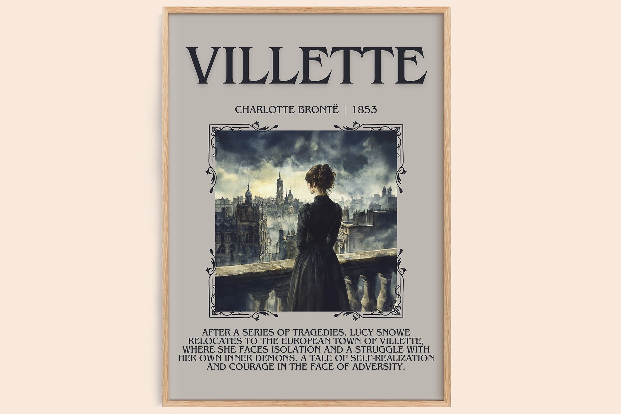 Villette minimalist book poster by Charlotte Brontë – framed literary art print