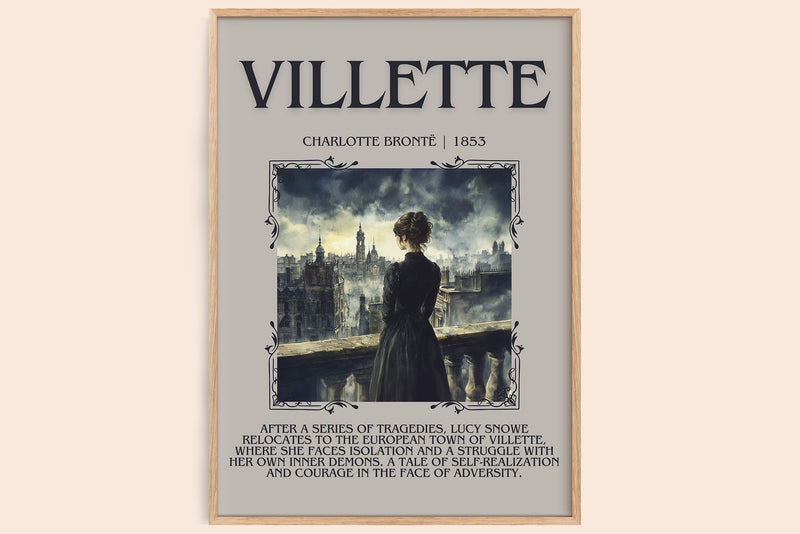 Villette minimalist book poster by Charlotte Brontë – framed literary art print