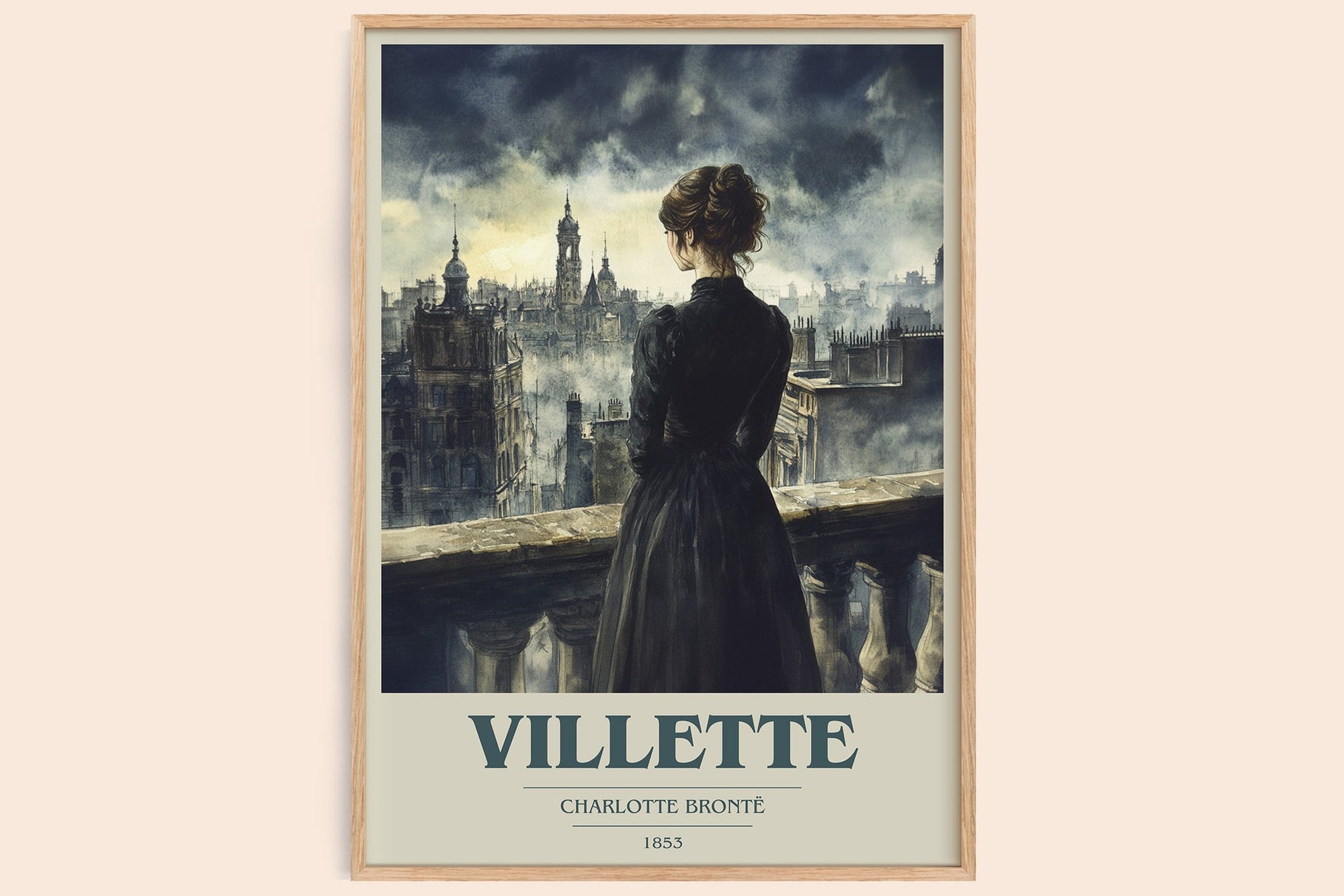 Villette book cover book poster by Charlotte Brontë – framed literary art print