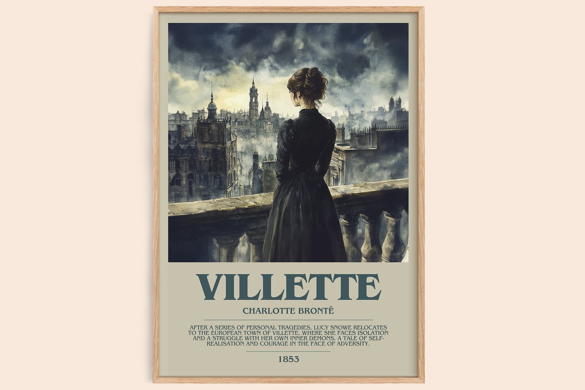 Villette bookish book poster by Charlotte Brontë – framed literary art print