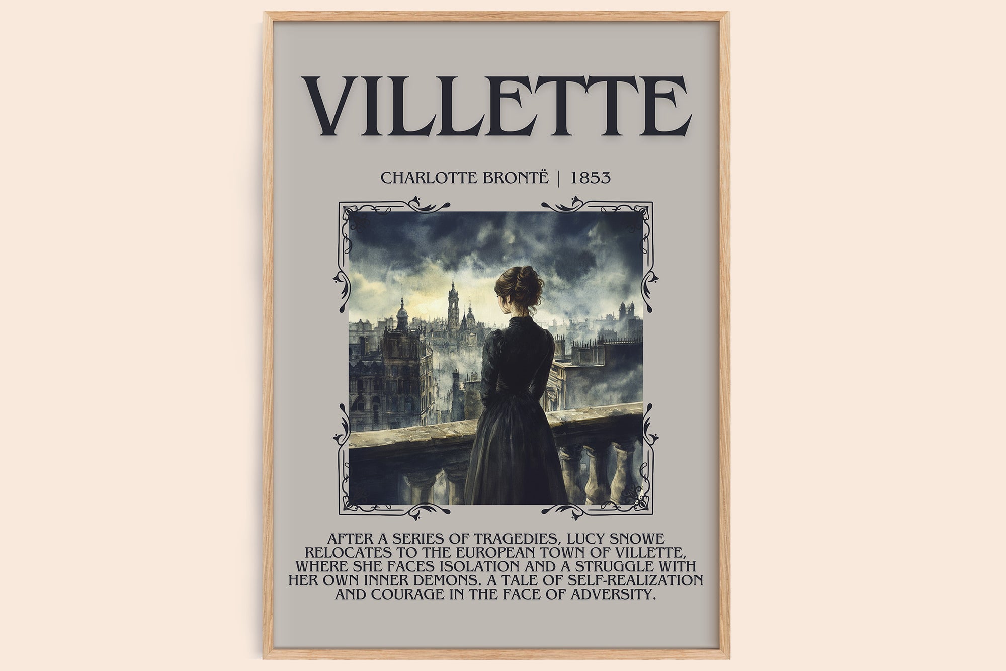 Villette minimalist book poster by Charlotte Brontë – framed literary art print