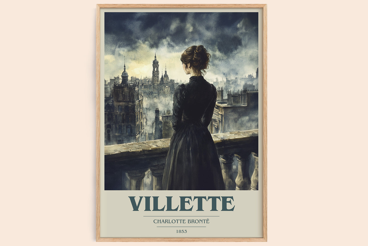 Villette book cover book poster by Charlotte Brontë – framed literary art print