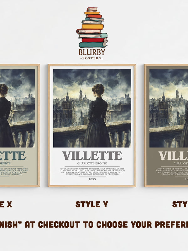 Villette bookish print in frame leaning in hallway – classic literature wall art