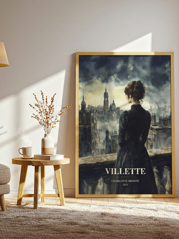 Villette watercolour print in frame leaning in hallway – classic literature wall art