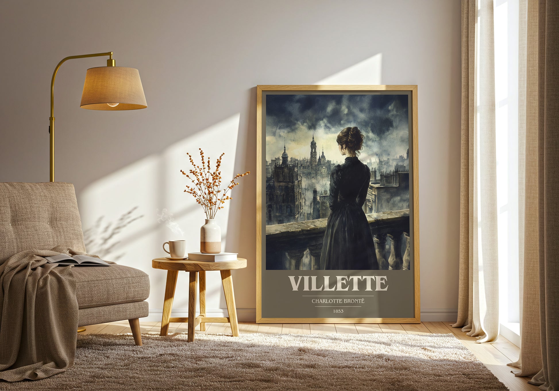 Villette book cover print framed by window – literary home decor