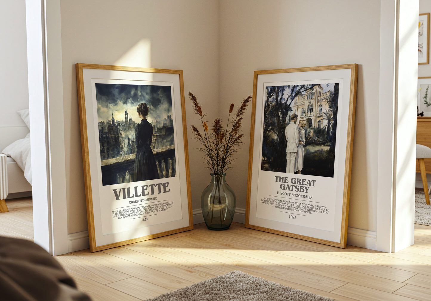Villette bookish book poster framed on wall – classic literature wall art