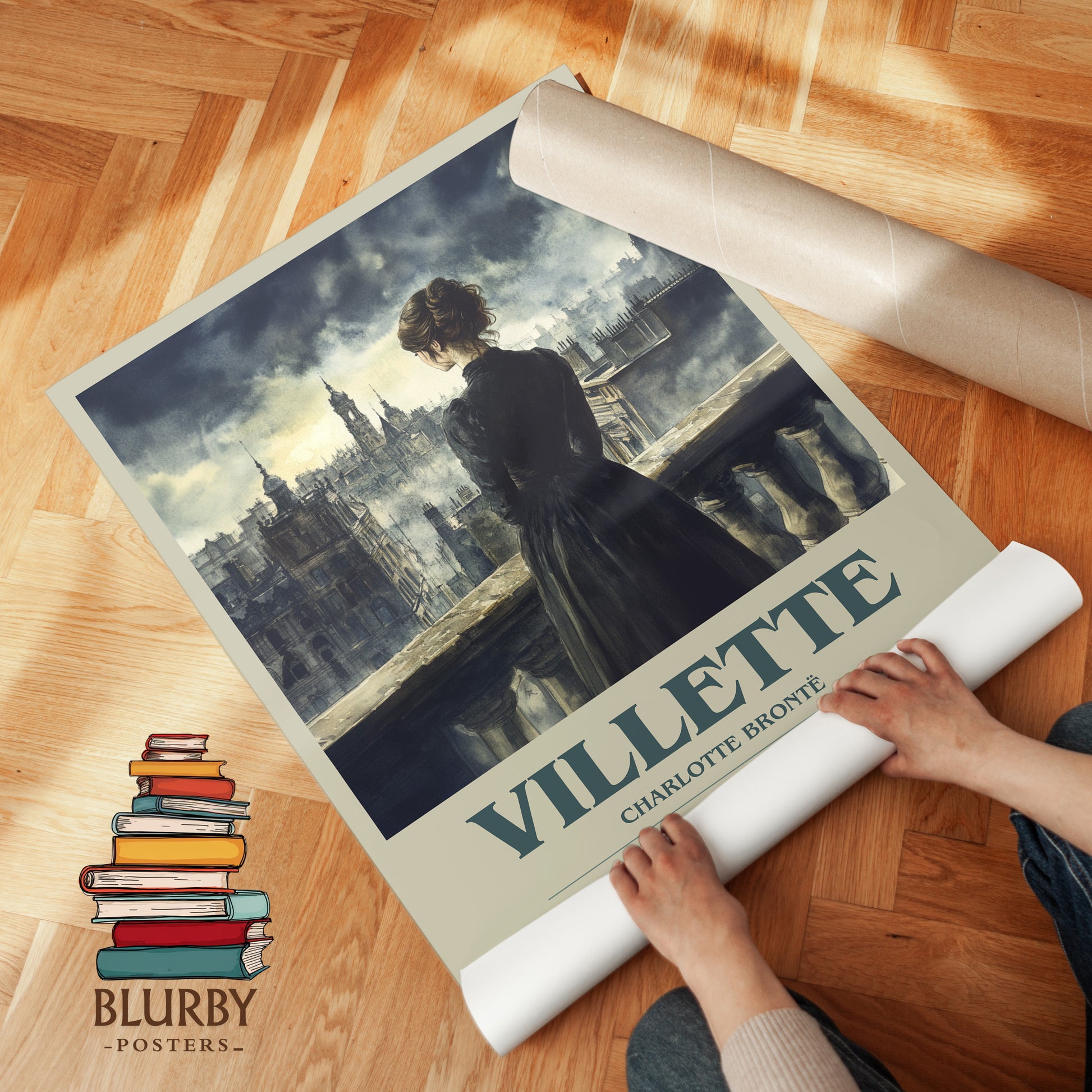 Villette bookish print on bookshelf – Charlotte Brontë fan gift