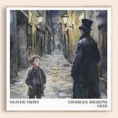 Oliver Twist Literary Art Print by Charles Dickens – square framed poster