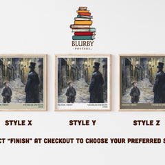 Oliver Twist Literary Art Print by Charles Dickens – Style X, Y and Z square prints side by side – choose your finish