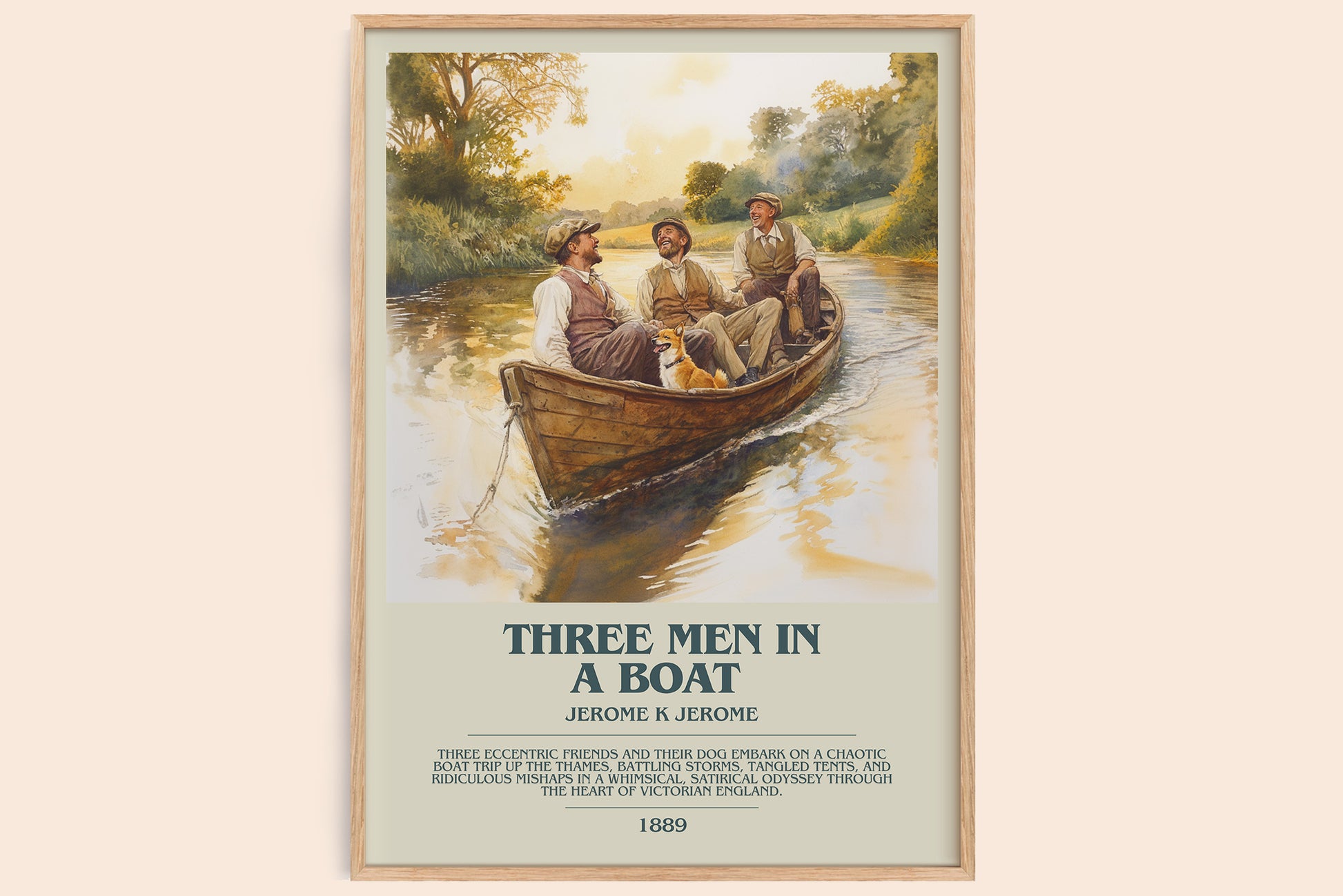 Three Men in a Boat bookish book poster by Jerome K. Jerome – framed literary art print