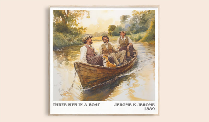 Three Men in a Boat Literary Art Print by Jerome K. Jerome (Square style)