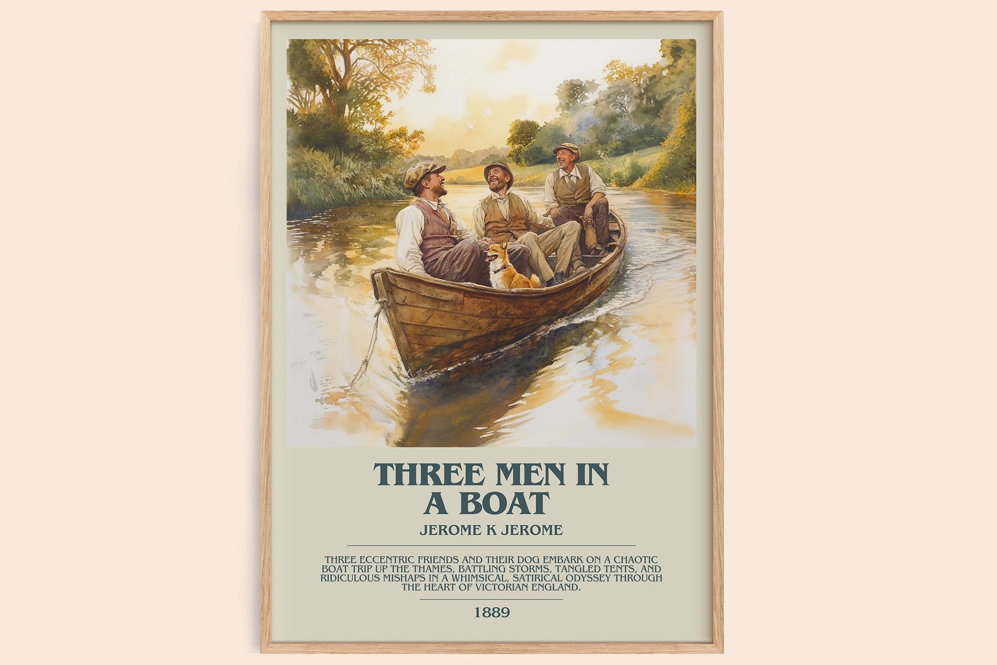 Three Men in a Boat bookish book poster by Jerome K. Jerome – framed literary art print
